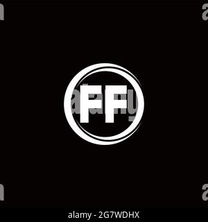 FF logo initial letter monogram with circle slice rounded design template isolated in black background Stock Vector