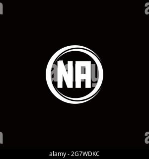 NA logo initial letter monogram with circle slice rounded design template isolated in black background Stock Vector