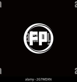 FP logo initial letter monogram with circle slice rounded design template isolated in black background Stock Vector