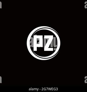 PZ logo initial letter monogram with circle slice rounded design template isolated in black background Stock Vector