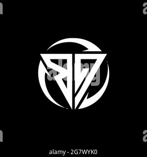 BQ logo with triangle shape and circle rounded design template isolated on black background Stock Vector