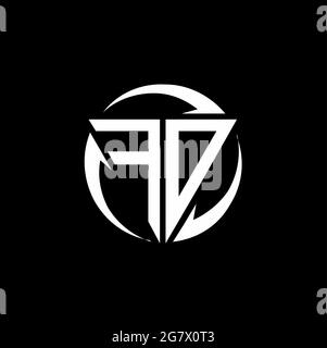 FO logo with triangle shape and circle rounded design template isolated on black background Stock Vector
