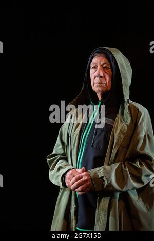 Ian McKellen as Hamlet in HAMLET by Shakespeare opening at the Theatre Royal Windsor, England on 20/07/2021 set design: Lee Newby  costumes: Loren Epstein  wigs & make-up: Susanna Peretz  lighting: Zoe Spurr  director: Sean Mathias Stock Photo