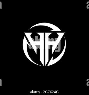HH logo with triangle shape and circle rounded design template isolated on black background Stock Vector