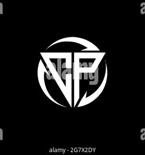 CP logo with triangle shape and circle rounded design template isolated on black background Stock Vector