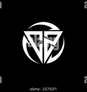 CZ logo with triangle shape and circle rounded design template isolated on black background Stock Vector