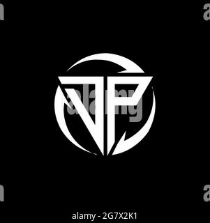 DP logo with triangle shape and circle rounded design template isolated on black background Stock Vector