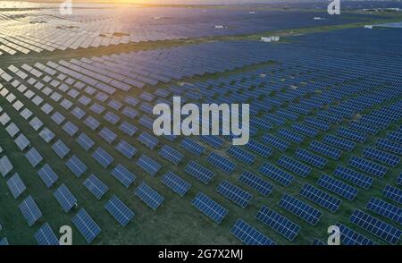 Beijing, China. 7th July, 2020. Aerial photo taken on July 7, 2020 shows a photovoltaic industrial park in Gonghe County of Hainan Tibetan Autonomous Prefecture in northwest China's Qinghai Province. Credit: Zhang Hongxiang/Xinhua/Alamy Live News Stock Photo