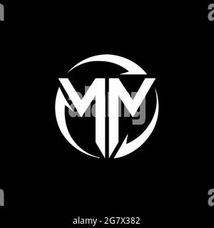 NN logo with triangle shape and circle rounded design template isolated on black background Stock Vector