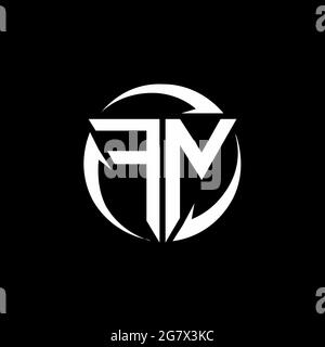 FN logo with triangle shape and circle rounded design template isolated on black background Stock Vector