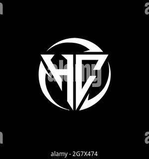 HC logo with triangle shape and circle rounded design template isolated on black background Stock Vector