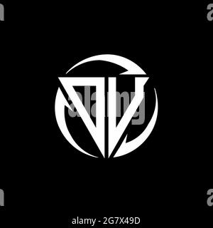 OU logo with triangle shape and circle rounded design template isolated on black background Stock Vector