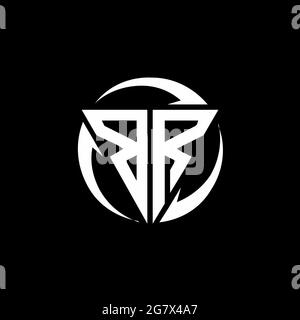 BR logo with triangle shape and circle rounded design template isolated on black background Stock Vector