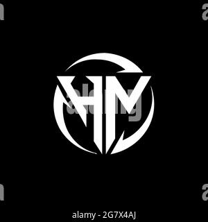 HN logo with triangle shape and circle rounded design template isolated on black background Stock Vector