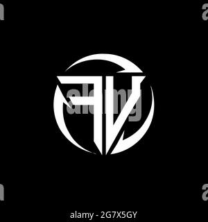 FU logo with triangle shape and circle rounded design template isolated on black background Stock Vector