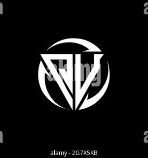 QU logo with triangle shape and circle rounded design template isolated on black background Stock Vector