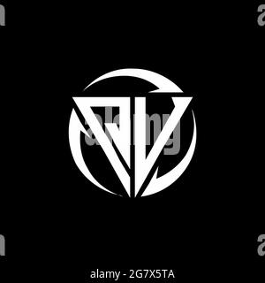 QV logo with triangle shape and circle rounded design template isolated on black background Stock Vector