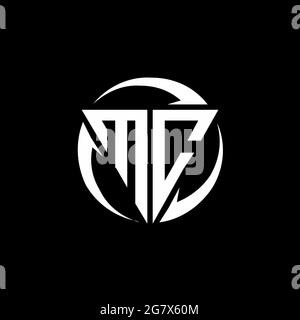 MC logo with triangle shape and circle rounded design template isolated on black background Stock Vector