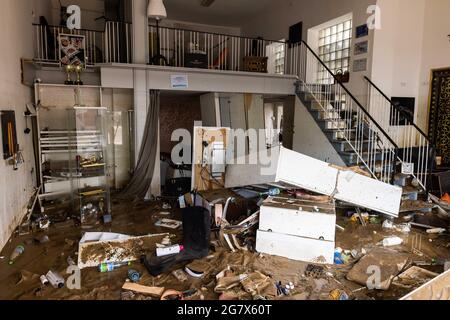 Bad Neuenahr, Germany. 16th July, 2021. The completely destroyed interior is in a fashion store. Massive rainfall has caused flooding in Bad Neuenahr in Rhineland-Palatinate as well as in the entire district of Ahrweiler. Credit: Philipp von Ditfurth/dpa/Alamy Live News Stock Photo