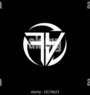 FY logo with triangle shape and circle rounded design template isolated on black background Stock Vector