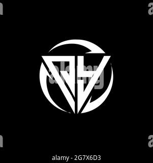 QY logo with triangle shape and circle rounded design template isolated on black background Stock Vector