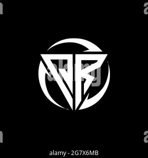 QR logo with triangle shape and circle rounded design template isolated on black background Stock Vector