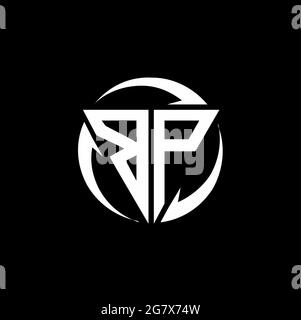 BP logo with triangle shape and circle rounded design template isolated on black background Stock Vector