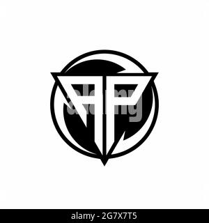 AP logo with triangle shape and circle rounded design template isolated on white background Stock Vector