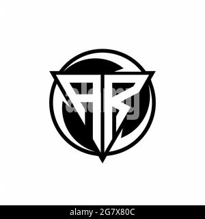 AR logo with triangle shape and circle rounded design template isolated on white background Stock Vector