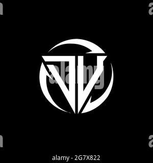 DU logo with triangle shape and circle rounded design template isolated on black background Stock Vector