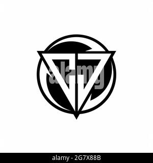 CJ logo with triangle shape and circle rounded design template isolated on white background Stock Vector