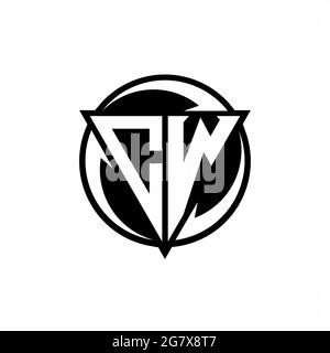 CW logo with triangle shape and circle rounded design template isolated on white background Stock Vector