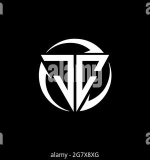 JC logo with triangle shape and circle rounded design template isolated on black background Stock Vector