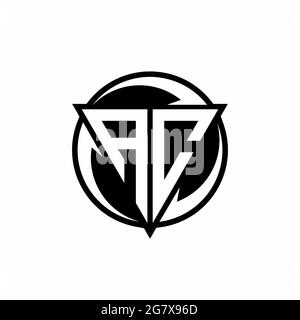 AC logo with triangle shape and circle rounded design template isolated on white background Stock Vector