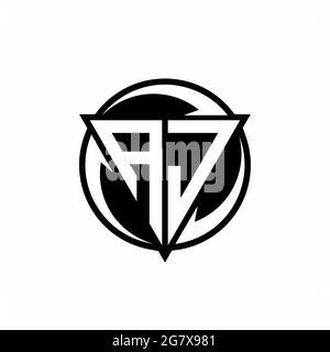AJ logo with triangle shape and circle rounded design template isolated on white background Stock Vector