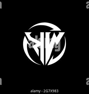 KW logo with triangle shape and circle rounded design template isolated on black background Stock Vector