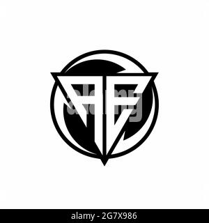 AE logo with triangle shape and circle rounded design template isolated on white background Stock Vector