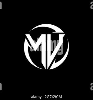 NU logo with triangle shape and circle rounded design template isolated on black background Stock Vector