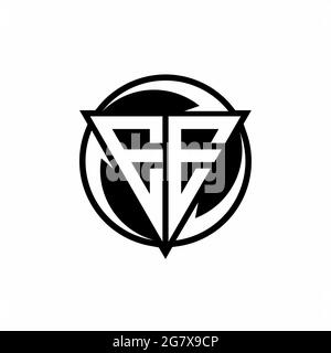EE logo with triangle shape and circle rounded design template isolated on white background Stock Vector