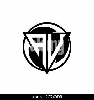 AU logo with triangle shape and circle rounded design template isolated on white background Stock Vector