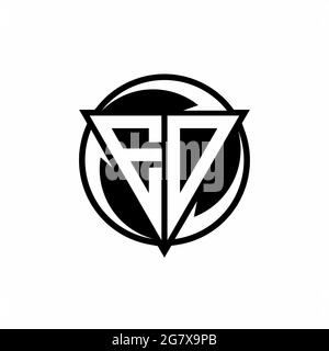 EO logo with triangle shape and circle rounded design template isolated on white background Stock Vector
