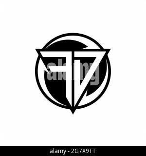 FD logo with triangle shape and circle rounded design template isolated on white background Stock Vector