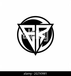 ER logo with triangle shape and circle rounded design template isolated on white background Stock Vector