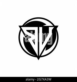 BU logo with triangle shape and circle rounded design template isolated on white background Stock Vector