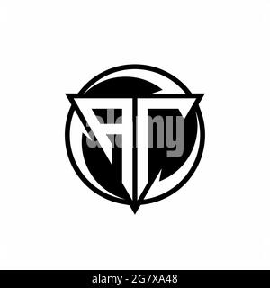 AT logo with triangle shape and circle rounded design template isolated on white background Stock Vector