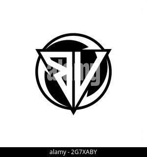 BV logo with triangle shape and circle rounded design template isolated on white background Stock Vector