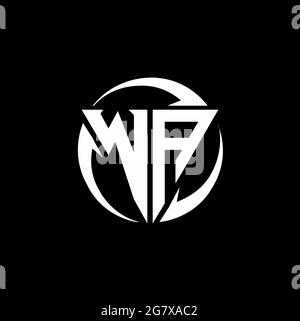 WA logo with triangle shape and circle rounded design template isolated on black background Stock Vector