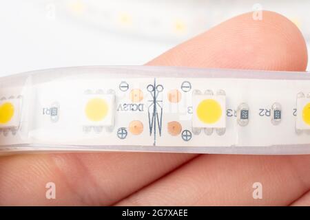 led strip light diodes macro close up. Stock Photo