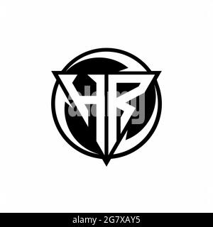 HR logo with triangle shape and circle rounded design template isolated on white background Stock Vector