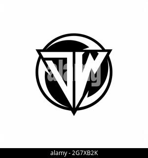 DW logo with triangle shape and circle rounded design template isolated on white background Stock Vector